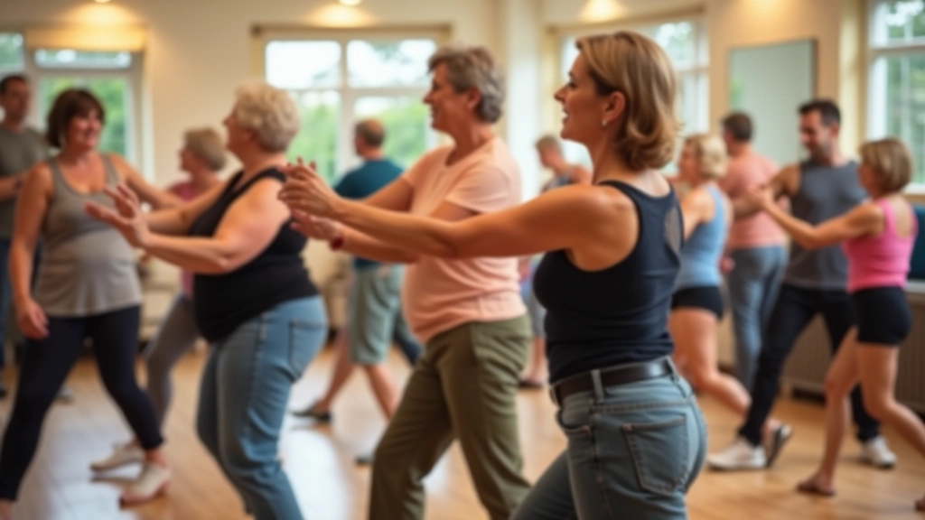 Fitness dance class combining bachata and cardio exercise