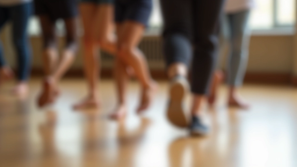 Close-up of feet and legs of mature dancers during a salsa dance session, showing proper footwork and positioning